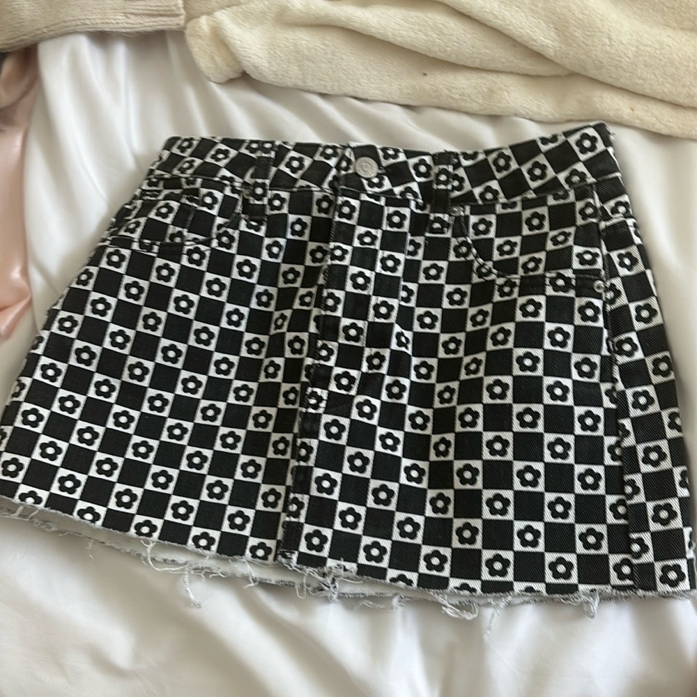 Pacsun Jean skirt black white checkered